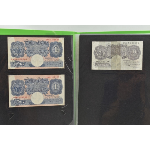 130 - A BANKNOTE ALBUM OF MAINLY UK BANKNOTES, to include 10/- NOTES Beale, O'brien, Fforde, One Pound Pep... 