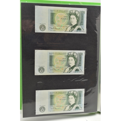 130 - A BANKNOTE ALBUM OF MAINLY UK BANKNOTES, to include 10/- NOTES Beale, O'brien, Fforde, One Pound Pep... 