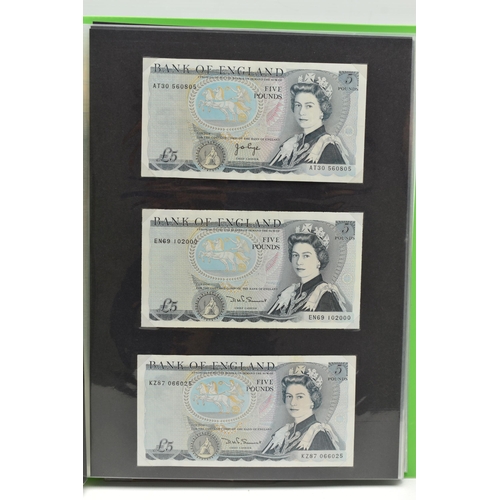 130 - A BANKNOTE ALBUM OF MAINLY UK BANKNOTES, to include 10/- NOTES Beale, O'brien, Fforde, One Pound Pep... 