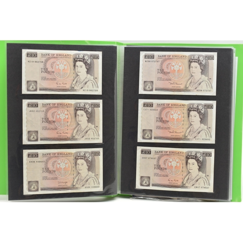 130 - A BANKNOTE ALBUM OF MAINLY UK BANKNOTES, to include 10/- NOTES Beale, O'brien, Fforde, One Pound Pep... 