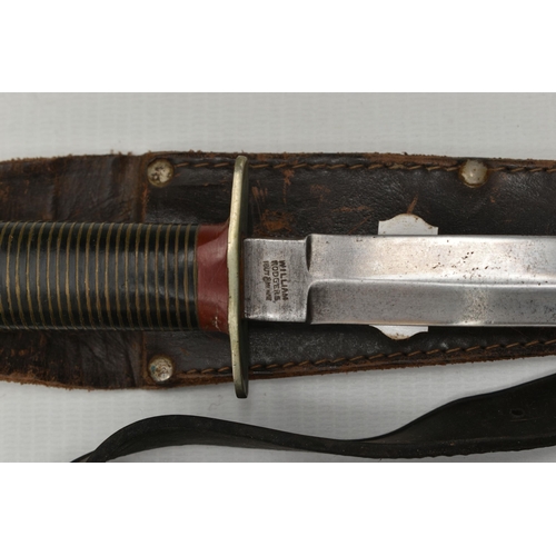 161 - SIX SHEATHED HUNTING KNIVES, THREE FURTHER HUNTING KNIVES AND A SHEATHED NEMROD DIVER'S KNIFE, the h... 