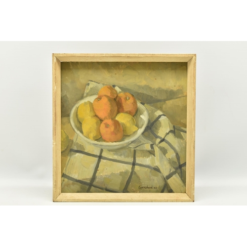 305 - FELICITY EVERSHED (20TH CENTURY) 'ORANGES AND LEMONS', a still life study of fruit in a bowl, signed... 