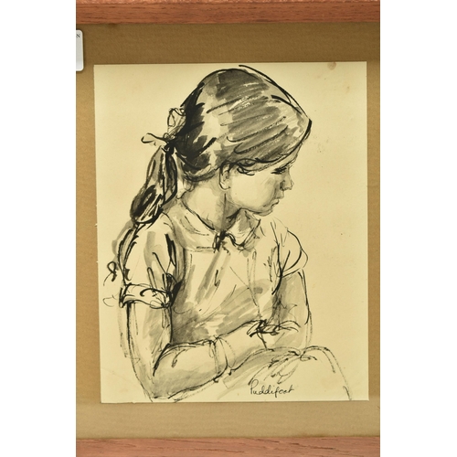 309 - Dr RENE PUDDIFOOT (20TH CENTURY) A SENSITIVE PORTRAIT OF A YOUNG GIRL, a seated half-length study, s... 