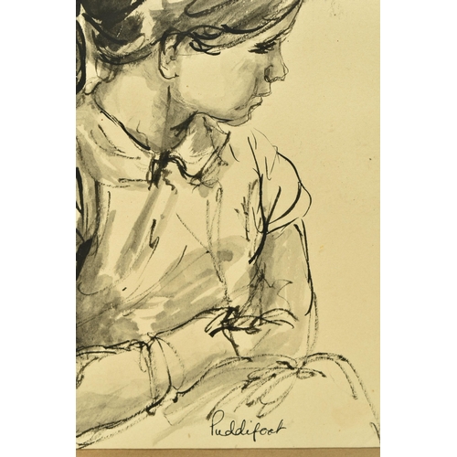 309 - Dr RENE PUDDIFOOT (20TH CENTURY) A SENSITIVE PORTRAIT OF A YOUNG GIRL, a seated half-length study, s... 