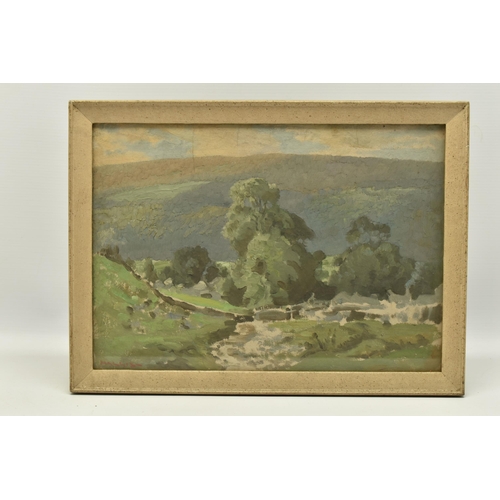 312 - JOHN ALFRED HAGGIS (1897-1968) 'BUCKDEN IN WHARFEDALE', a Yorkshire landscape with trees, signed bot... 