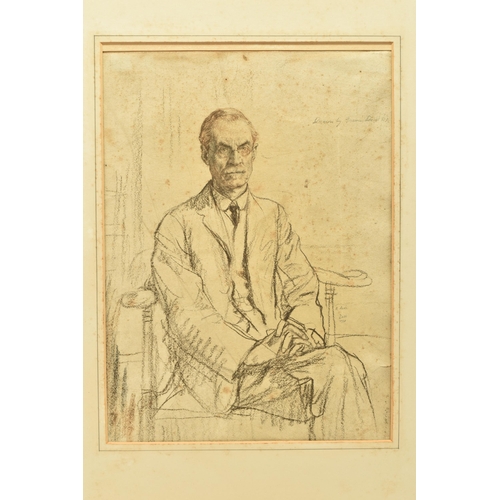 313 - FRANCIS DODD (1874-1949) 'PORTRAIT OF PROFESSOR FREDERICK BROWN', a seated three-quarter length port... 