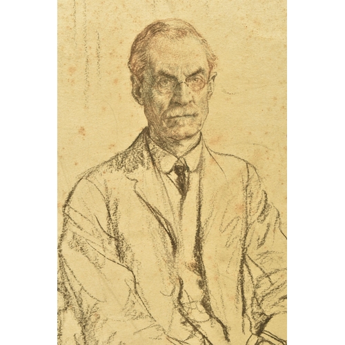 313 - FRANCIS DODD (1874-1949) 'PORTRAIT OF PROFESSOR FREDERICK BROWN', a seated three-quarter length port... 