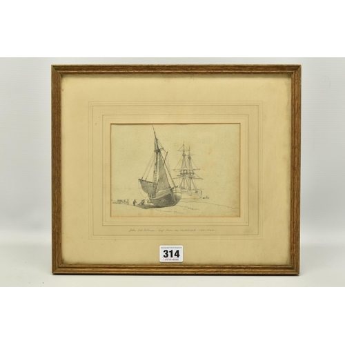 314 - ATTRIBUTED TO JOHN SELL COTMAN (1782-1842) 'BOATS - A LEAF FROM HIS SKETCH BOOK', a study of working... 