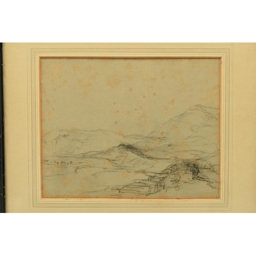 315 - ATTRIBUTED TO DAVID COX (1783-1859) A LANDSCAPE WITH HILLS, attribution verso together with Christie... 