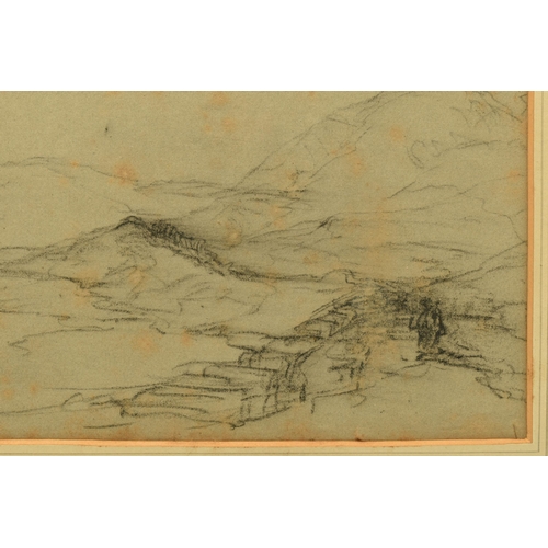 315 - ATTRIBUTED TO DAVID COX (1783-1859) A LANDSCAPE WITH HILLS, attribution verso together with Christie... 