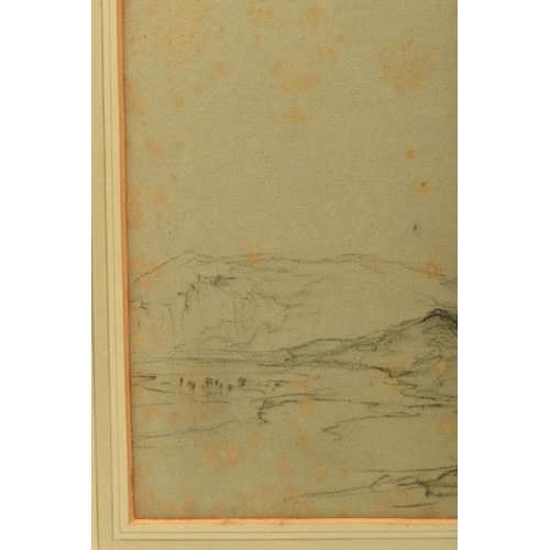 315 - ATTRIBUTED TO DAVID COX (1783-1859) A LANDSCAPE WITH HILLS, attribution verso together with Christie... 