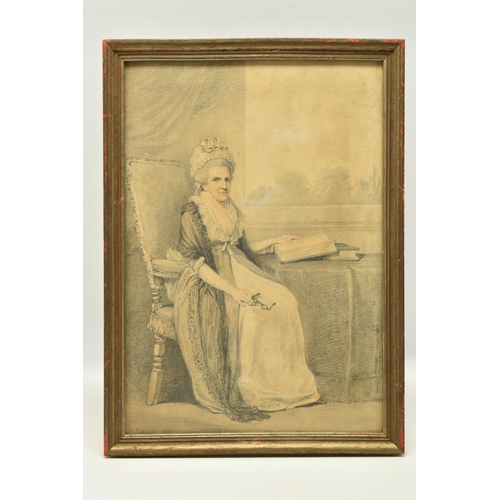 317 - HENRY ELDRIDGE (1768-1821) A SEATED PORTRAIT OF A FEMALE FIGURE, a full length seated portrait of an... 