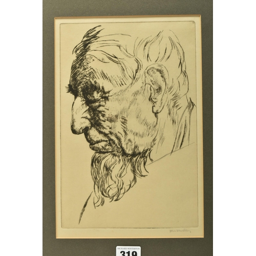 319 - JOHN LAVIERS WHEATLEY (1892-1955) 'OLD ROGERS', a dry point etching depicting a profile portrait of ... 