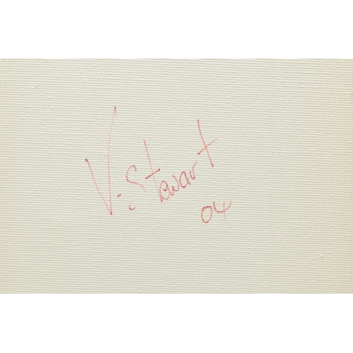 345 - VICTORIA STEWART (SCOTTISH CONTEMPORARY) AN ABSTRACT STUDY, signed and dated 04 verso, oil on box ca... 