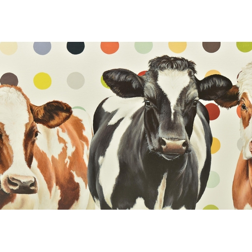 348 - HAYLEY GOODHEAD (BRITISH CONTEMPORARY) 'DAMIEN'S HERD', a limited edition box canvas print depicting... 