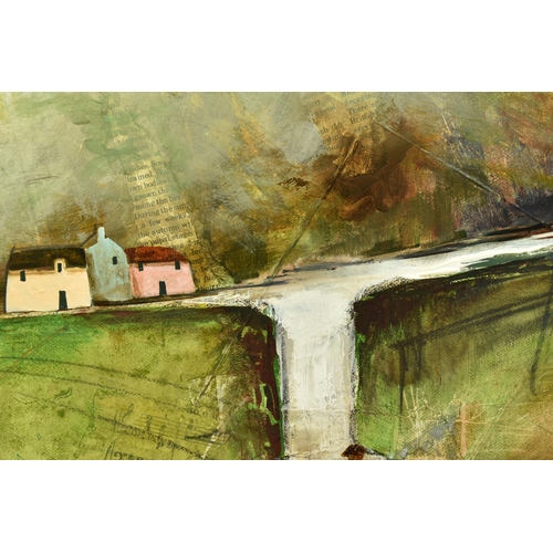 357 - KEITH ATHAY (BRITISH CONTEMPORARY) 'FOX AND HOUNDS', a stylised landscape with public house, signed ... 