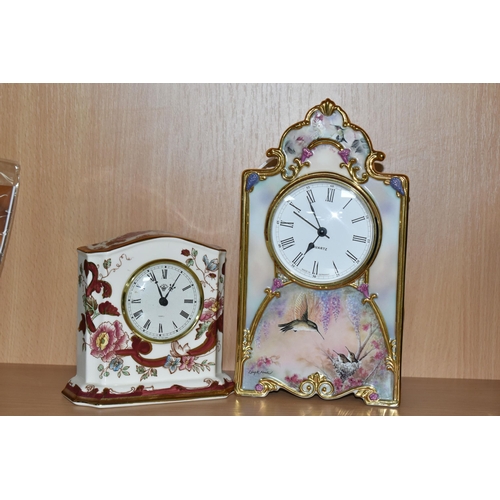 363 - TWO CERAMIC MANTEL CLOCKS, comprising a limited edition Bradford Exchange 'Garden Whispers: Heirloom... 