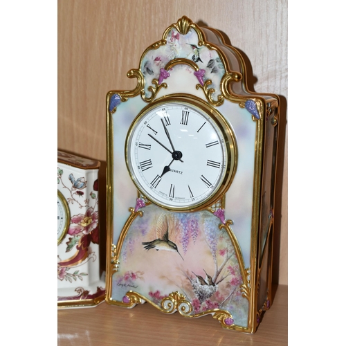 363 - TWO CERAMIC MANTEL CLOCKS, comprising a limited edition Bradford Exchange 'Garden Whispers: Heirloom... 