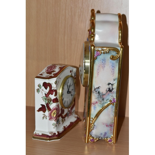 363 - TWO CERAMIC MANTEL CLOCKS, comprising a limited edition Bradford Exchange 'Garden Whispers: Heirloom... 