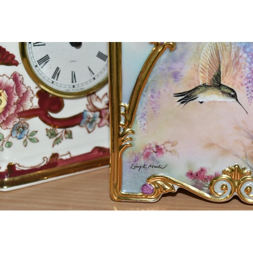 363 - TWO CERAMIC MANTEL CLOCKS, comprising a limited edition Bradford Exchange 'Garden Whispers: Heirloom... 