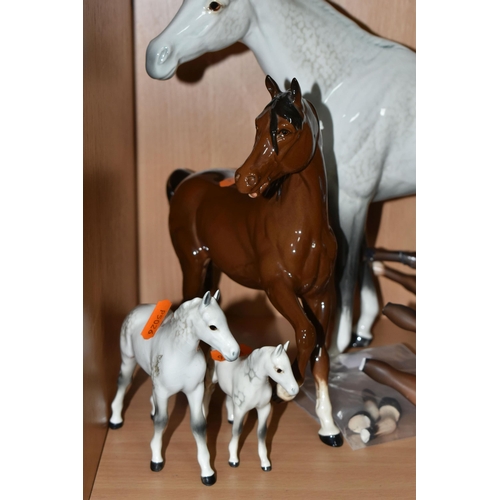 368 - FIVE BESWICK AND ROYAL DOULTON HORSE FIGURES, comprising Beswick Large Racehorse model no 1564 (both... 