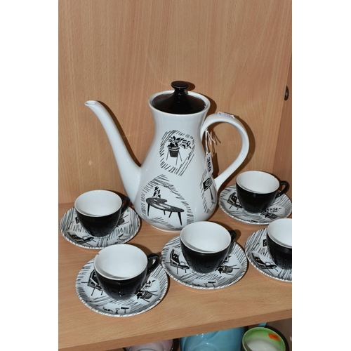 369 - AN ELEVEN PIECE RIDGWAY HOMEMAKER PART COFFEE SET, comprising a coffee pot, five coffee cups and fiv... 