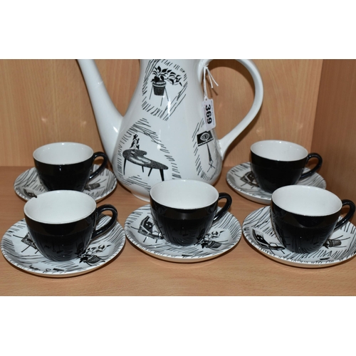 369 - AN ELEVEN PIECE RIDGWAY HOMEMAKER PART COFFEE SET, comprising a coffee pot, five coffee cups and fiv... 