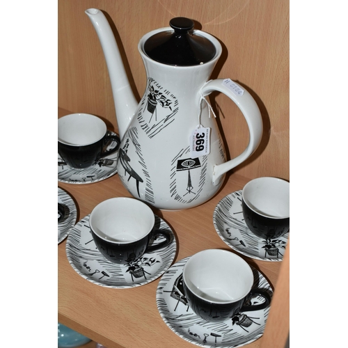 369 - AN ELEVEN PIECE RIDGWAY HOMEMAKER PART COFFEE SET, comprising a coffee pot, five coffee cups and fiv... 