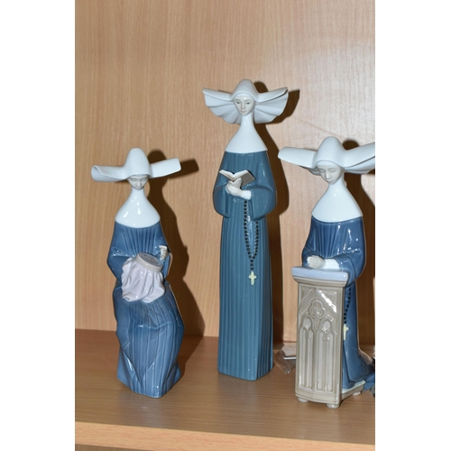 374 - FOUR BOXED LLADRO FIGURES OF NUNS, comprising Nuns no 4611, sculptor Fulgencio Garcia, issued 1969-2... 