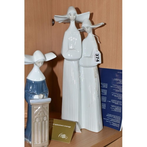 374 - FOUR BOXED LLADRO FIGURES OF NUNS, comprising Nuns no 4611, sculptor Fulgencio Garcia, issued 1969-2... 