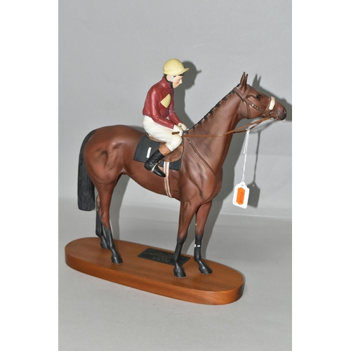 376 - A BESWICK RED RUM FIGURE, with Brian Fletcher Up, no 2511, from the Connoisseur Horses series, the h... 