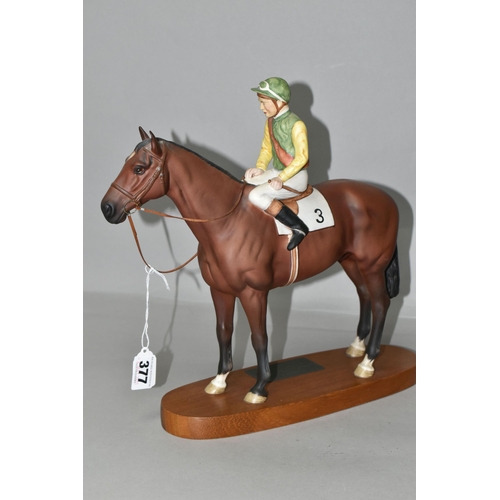 377 - A BESWICK NIJINSKY FIGURE, with Lester Piggot Up, no 2352, from the Connoisseur Horses series, the h... 