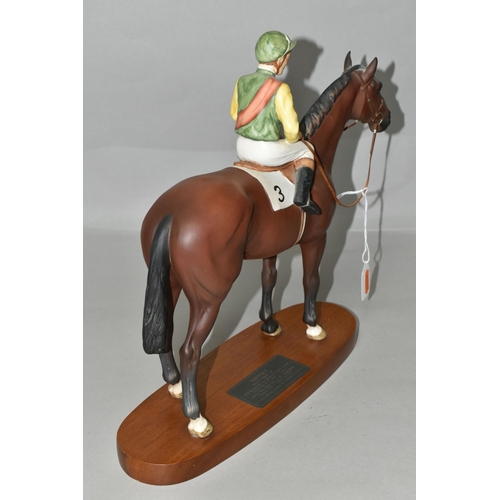 377 - A BESWICK NIJINSKY FIGURE, with Lester Piggot Up, no 2352, from the Connoisseur Horses series, the h... 