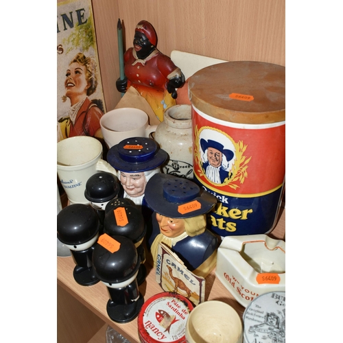 389 - A COLLECTION OF ADVERTISING CERAMICS AND SIGNS, comprising a tinplate 'Memory Tickler' kitchen shopp... 