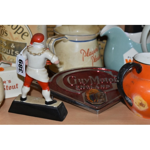 389 - A COLLECTION OF ADVERTISING CERAMICS AND SIGNS, comprising a tinplate 'Memory Tickler' kitchen shopp... 