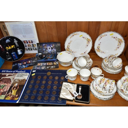 391 - A ROYAL ALBERT 'FLORENCE' PATTERN TEA SET TOGETHER WITH TWO WORLD CUP COIN COLLECTIONS,  comprising ... 