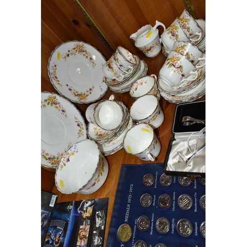 391 - A ROYAL ALBERT 'FLORENCE' PATTERN TEA SET TOGETHER WITH TWO WORLD CUP COIN COLLECTIONS,  comprising ... 