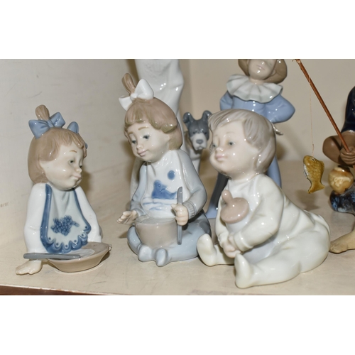 397 - A GROUP OF NAO LLADRO FIGURES, comprising 1075 'Soup Time', 1076 'Not Hungry', 1073 'Bedtime Snack' ... 