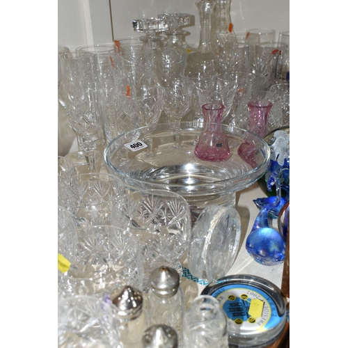 400 - A LARGE QUANTITY OF CUT CRYSTAL, comprising a pair of pink Caithness glass bud vases, a Caithness 'M... 