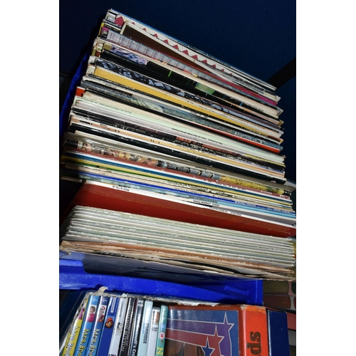 415 - THREE BOXES AND LOOSE RECORDS, DVDS, CDS AND DRAWING EQUIPMENT, to include over seventy records by a... 