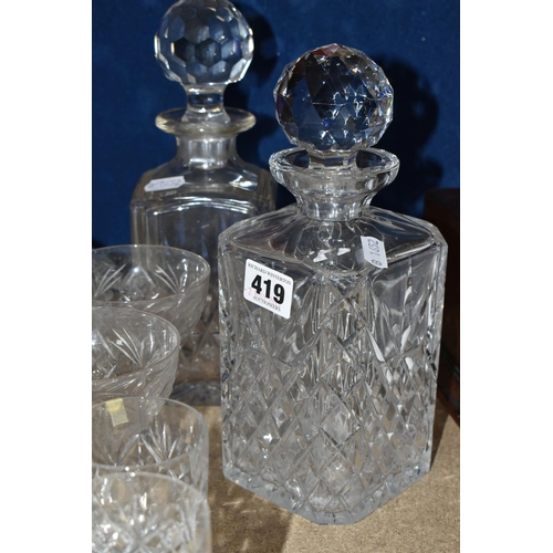 419 - A QUANTITY OF CUT CRYSTAL AND OTHER GLASSWARES, over sixty pieces to include seven decanters of vari... 