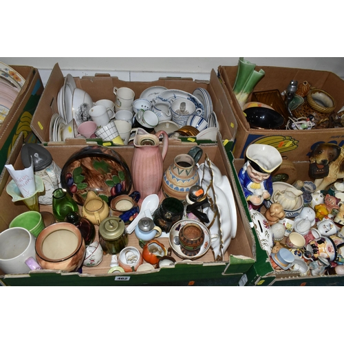 462 - FIVE BOXES OF ASSORTED CERAMICS, to include a collection of assorted egg cups, a vintage Walt Disney... 