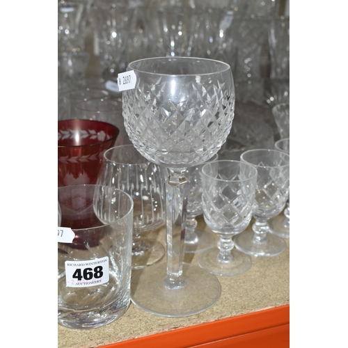 468 - A COLLECTION OF CUT CRYSTAL AND OTHER GLASSWARES, approximately sixty five pieces to include a set o... 