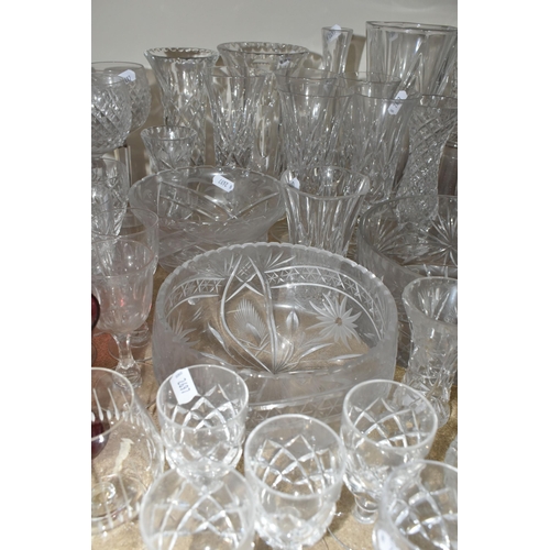 468 - A COLLECTION OF CUT CRYSTAL AND OTHER GLASSWARES, approximately sixty five pieces to include a set o... 