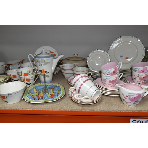 469 - A COLLECTION OF ART DECO TEA AND DINNER WARES, to include a seventeen piece Crown Devon part tea set... 