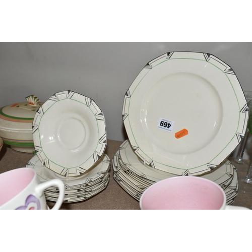 469 - A COLLECTION OF ART DECO TEA AND DINNER WARES, to include a seventeen piece Crown Devon part tea set... 