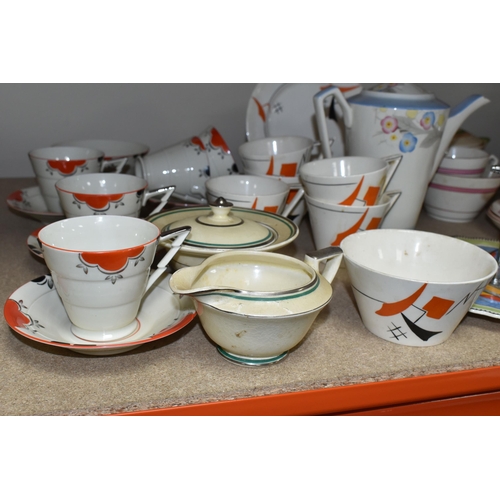 469 - A COLLECTION OF ART DECO TEA AND DINNER WARES, to include a seventeen piece Crown Devon part tea set... 