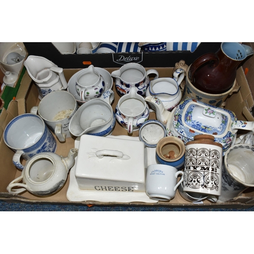 474 - FIVE BOXES OF VINTAGE CERAMIC KITCHEN WARES, to include a Mason's cheese dish, a Hornsea cannister m... 