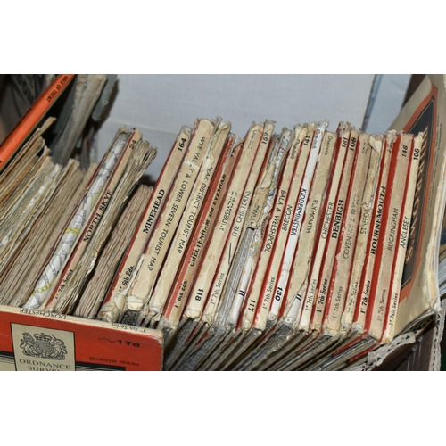 475 - TWO BOXES OF MAPS AND RAILWAY INTEREST EPHEMERA, a quantity of mainly UK Ordnance Survey maps in fol... 