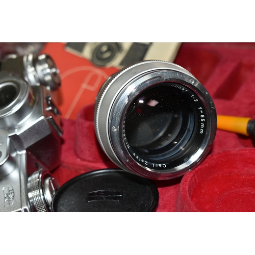 479 - A ZEISS IKON CONTAREX VINTAGE FILM SLR CAMERA fitted with a Carl Zeiss Jena Plannar 50mm f2 lens, So... 